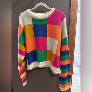 DAVI & DANI Colorful Patchwork Sweater